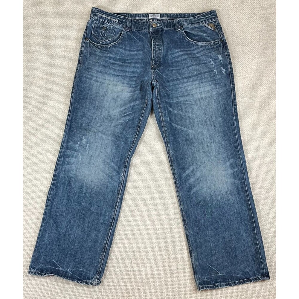 Parish Nation Jeans Men's 44x32 Blue Denim Button Fly Baggy Skater Hip Hop Y2K